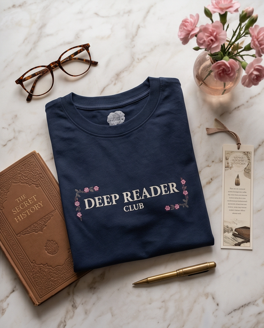 Deep Reader Club – T-Shirt Cropped blau