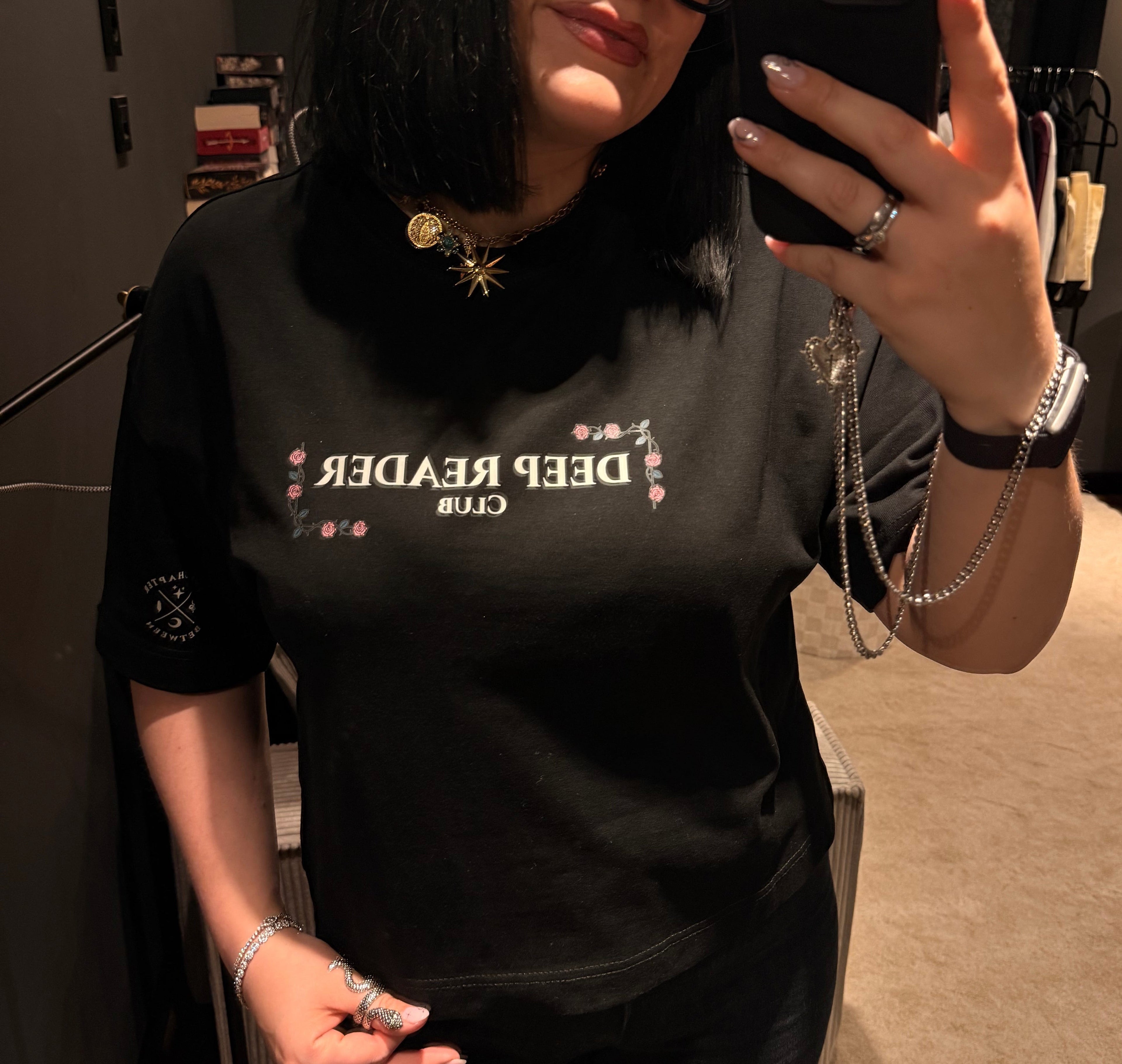Deep Reader Club – T-Shirt Cropped schwarz