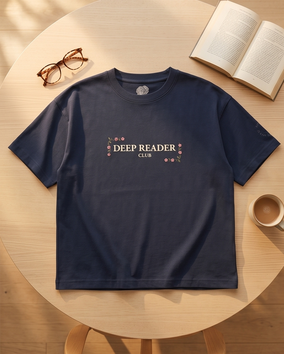 Deep Reader Club – T-Shirt Cropped blau